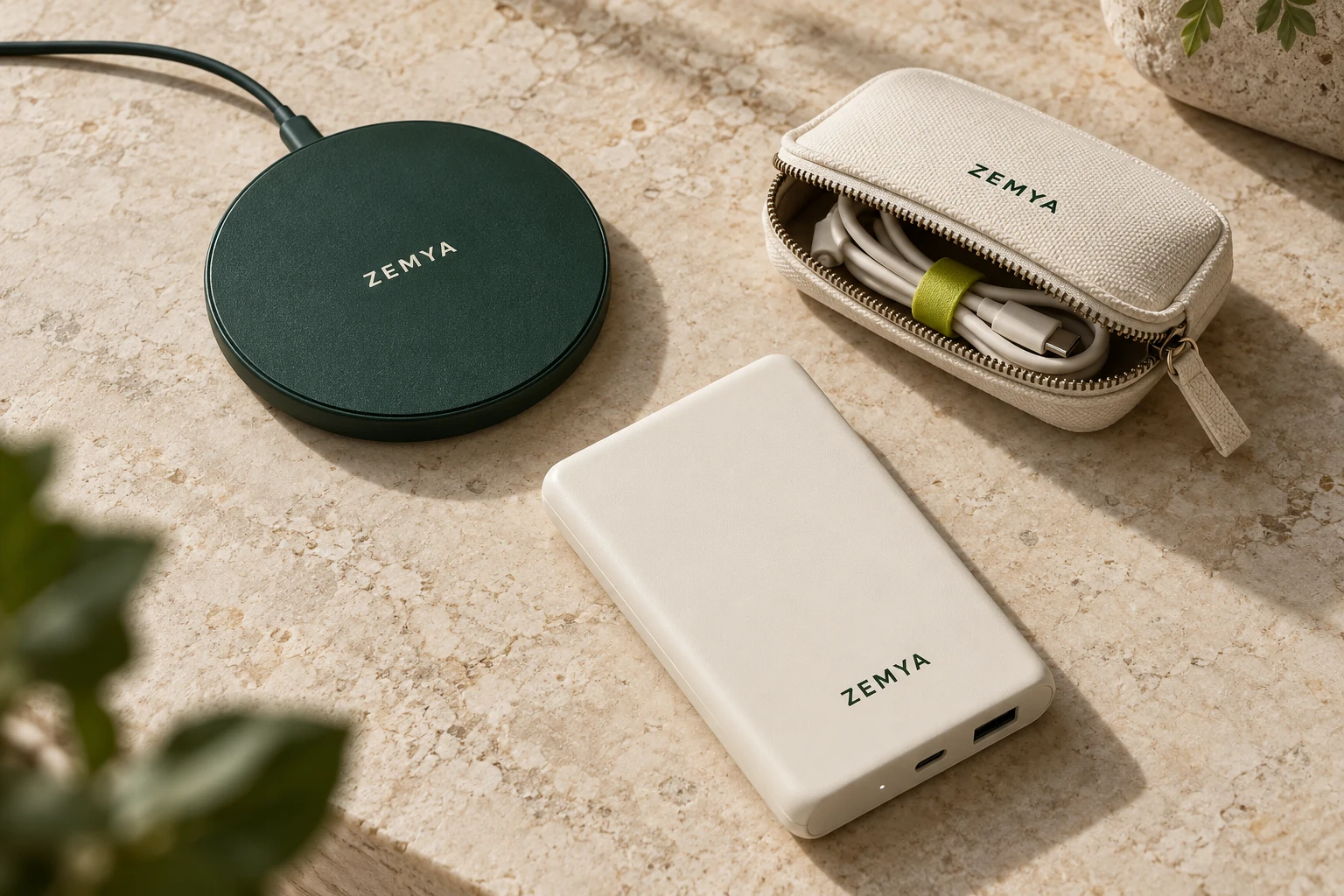 Chargeur, pochette de câbles et batterie externe ZEMYA